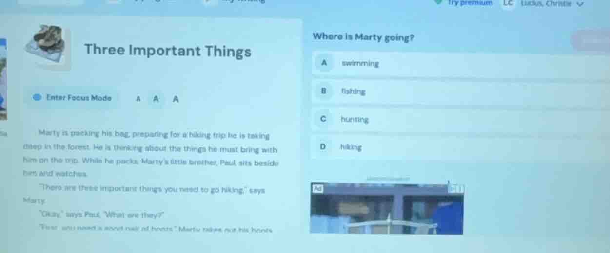 three important things enter focus mode a a a marty is packing his bag,…