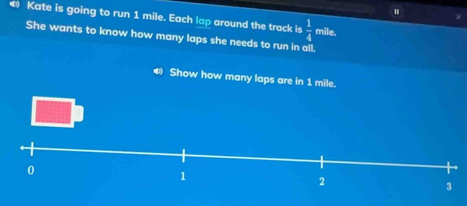 kate is going to run 1 mile. each lap around the track is \\(\\frac{1}{…