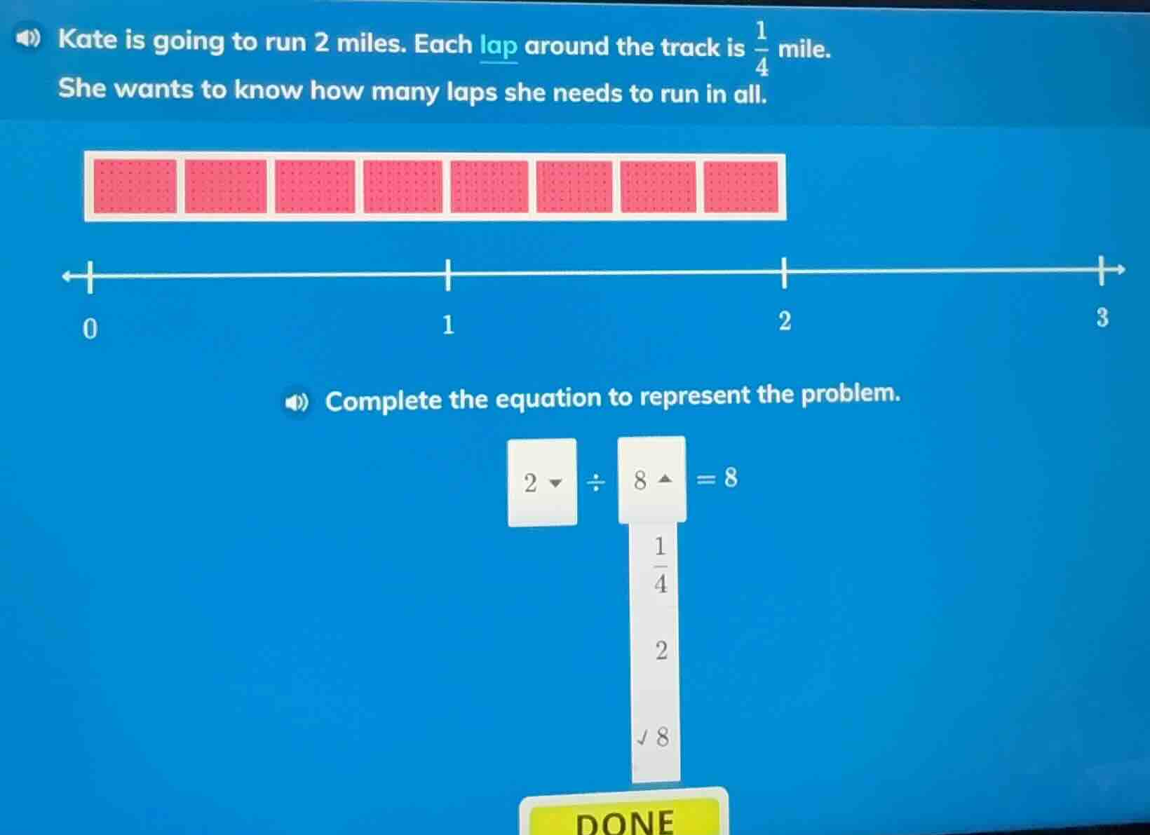 kate is going to run 2 miles. each lap around the track is \\(\\frac{1}…