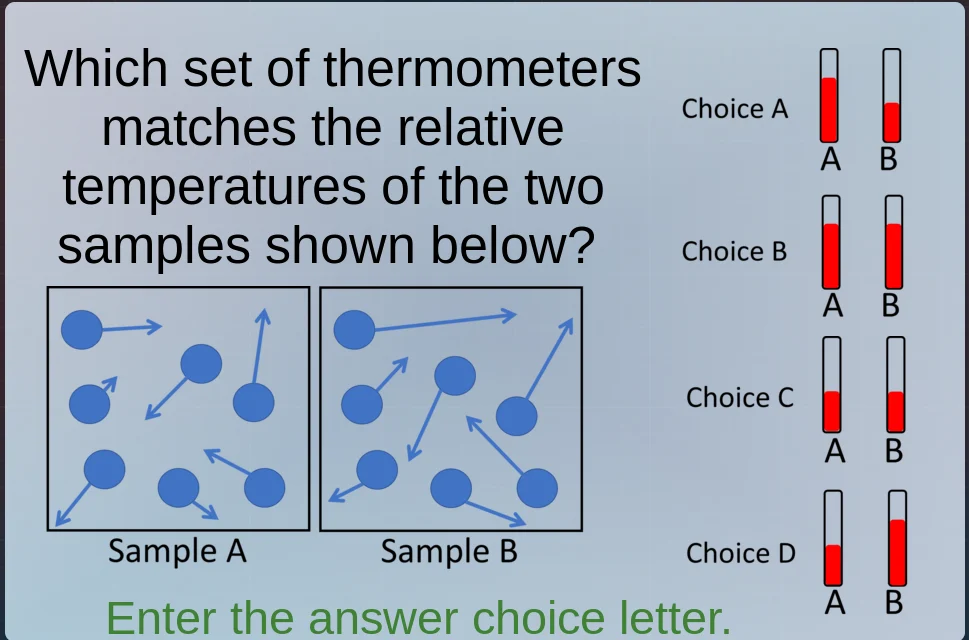 which set of thermometers matches the relative temperatures of the two …