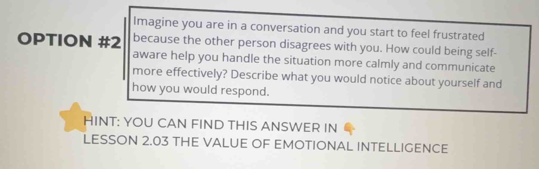 option #2 imagine you are in a conversation and you start to feel frust…