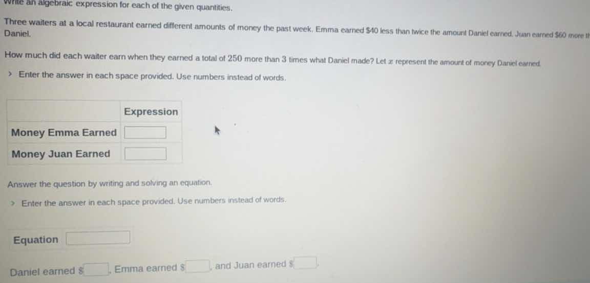 write an algebraic expression for each of the given quantities. three w…