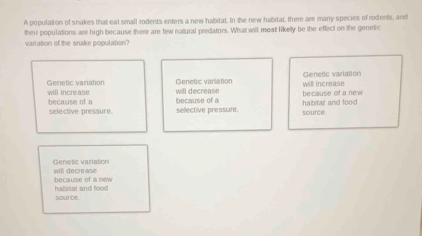 a population of snakes that eat small rodents enters a new habitat. in …