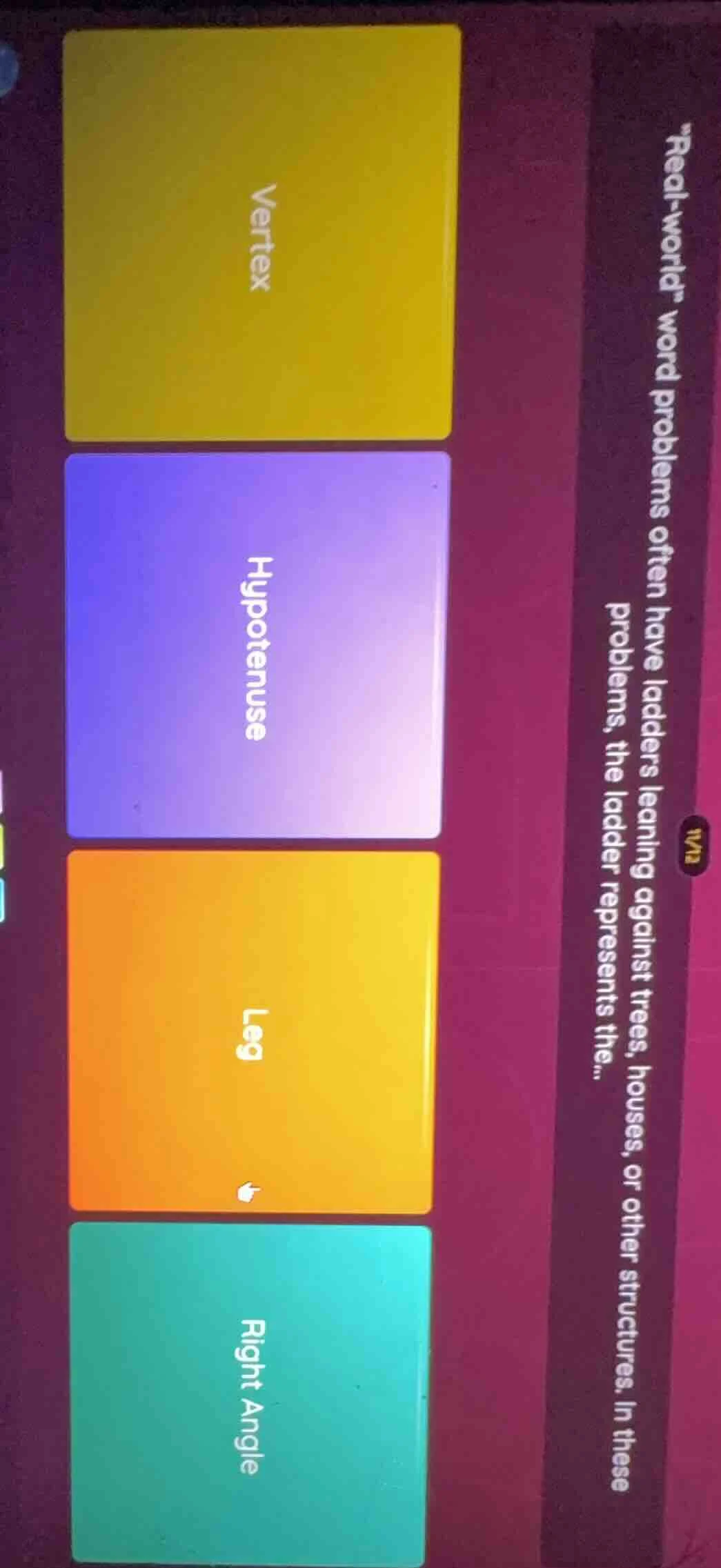 “real - world” word problems often have ladders leaning against trees, …