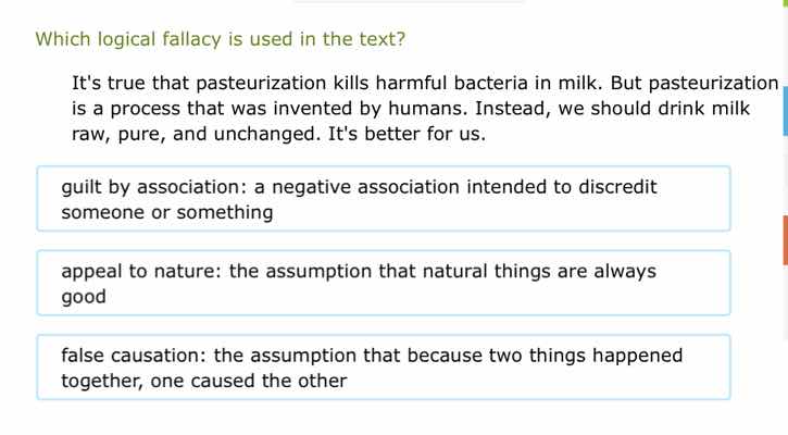 which logical fallacy is used in the text? its true that pasteurization…