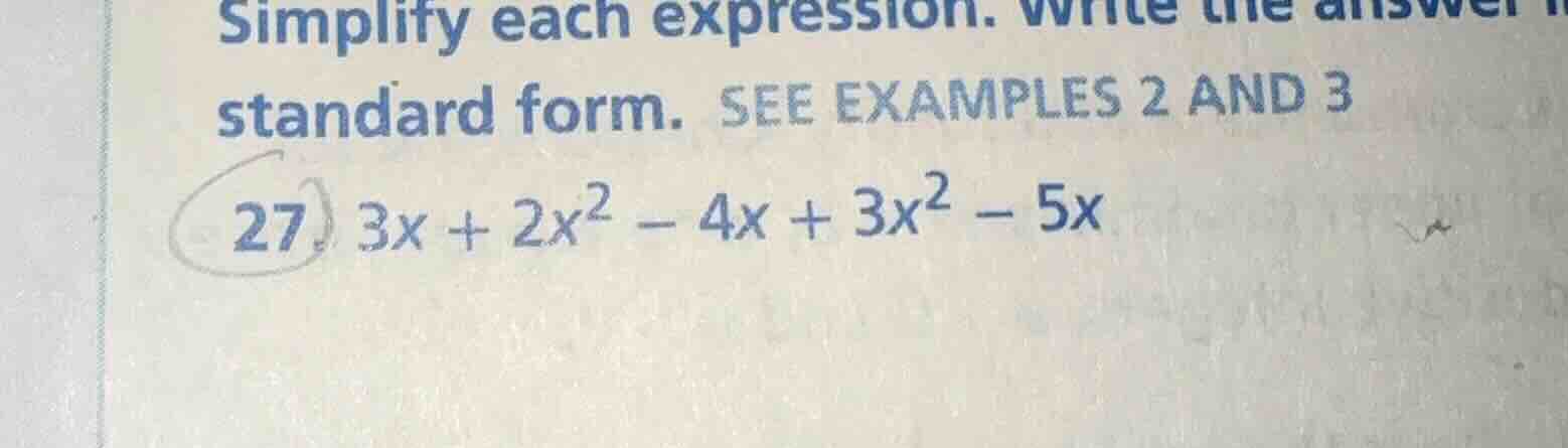 simplify each expression. write the answer in standard form. see exampl…