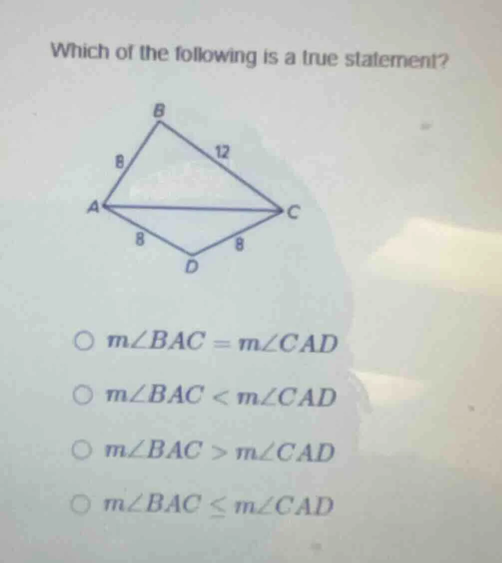 which of the following is a true statement? image of a quadrilateral wi…