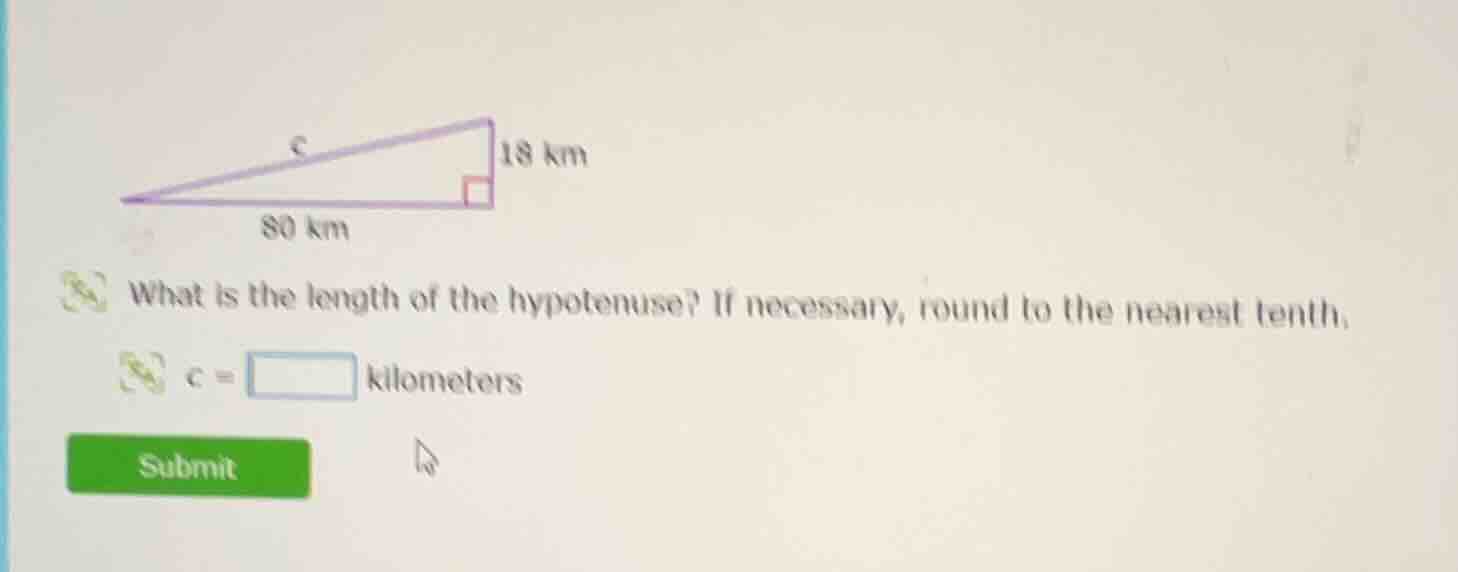 what is the length of the hypotenuse? if necessary, round to the neares…