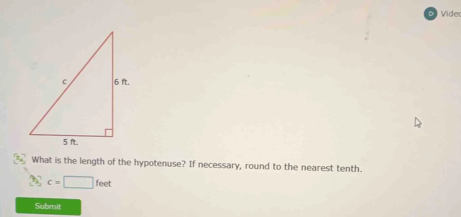 what is the length of the hypotenuse? if necessary, round to the neares…