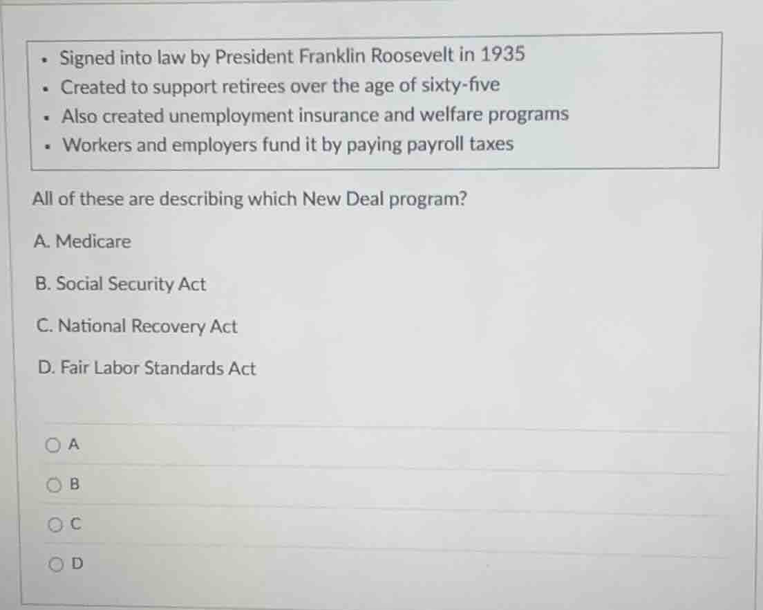 • signed into law by president franklin roosevelt in 1935 • created to …