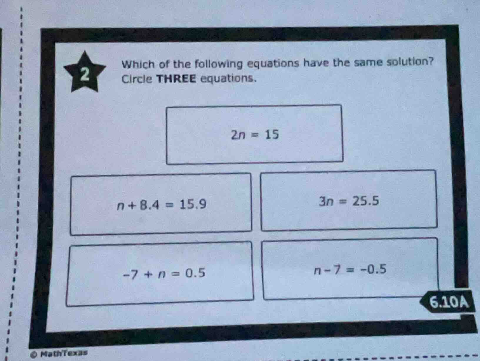 2 which of the following equations have the same solution? circle three…