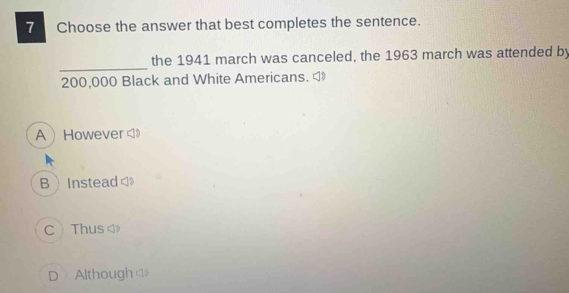 7 choose the answer that best completes the sentence. ______ the 1941 m…