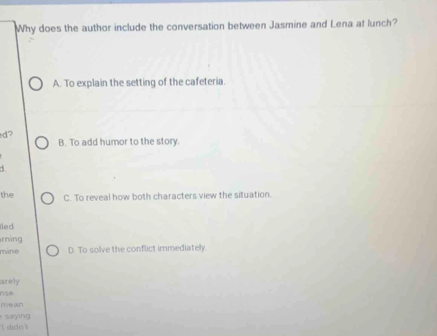 why does the author include the conversation between jasmine and lena a…