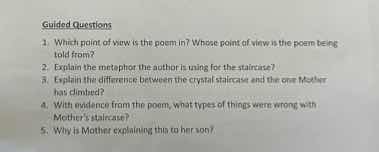 guided questions 1. which point of view is the poem in? whose point of …
