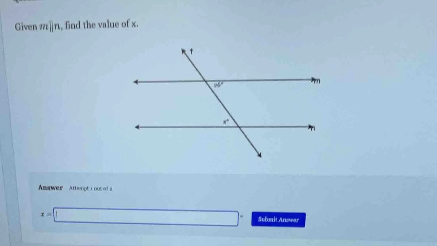 given ( m parallel n ), find the value of ( x ).