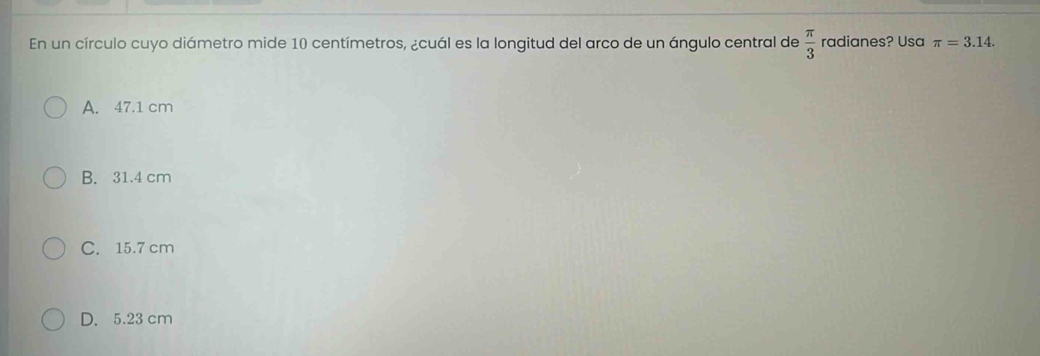 en un círculo cuyo diámetro mide 10 centímetros, ¿cuál es la longitud d…