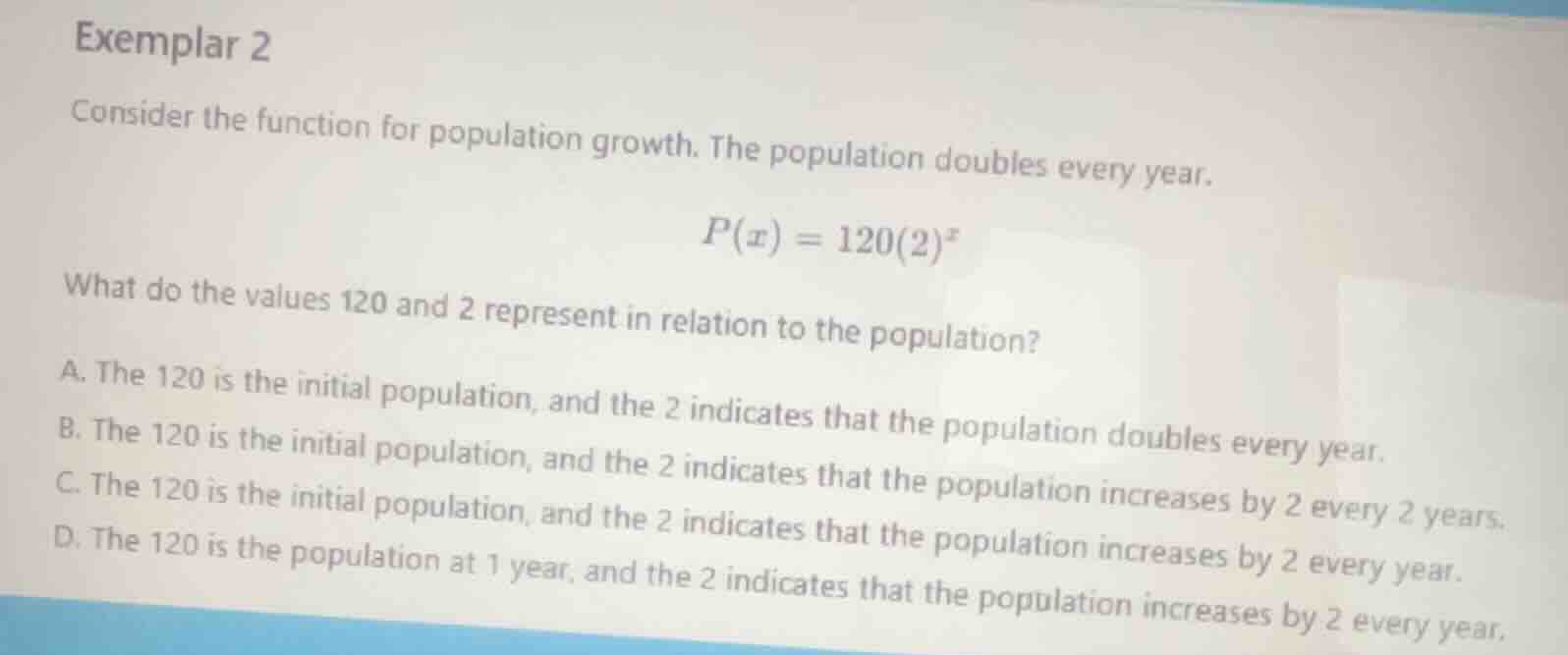 exemplar 2 consider the function for population growth. the population …