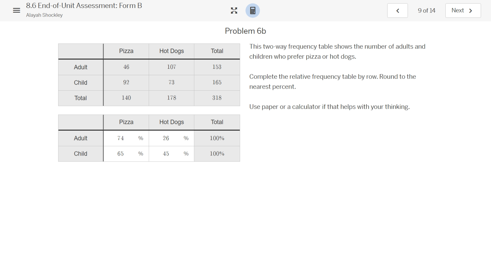 problem 6b this two - way frequency table shows the number of adults an…