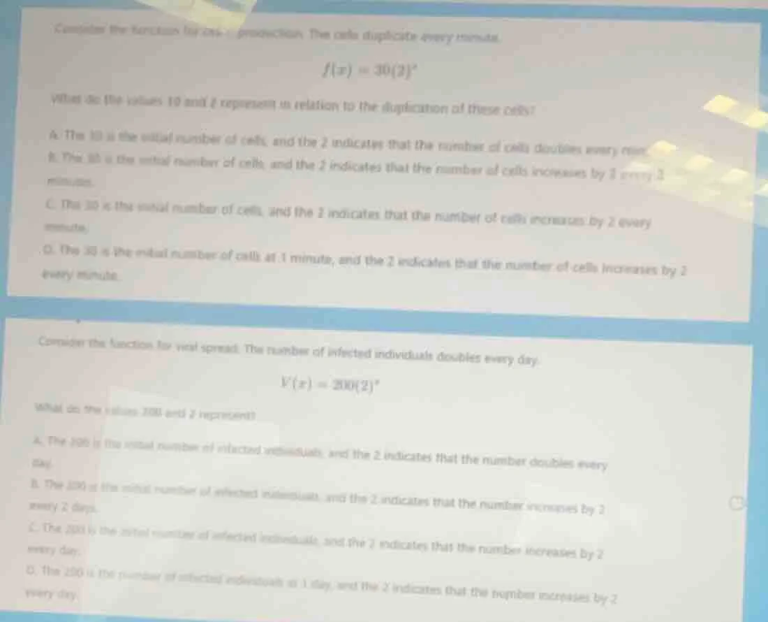 consider the function for cell production. the cells duplicate every mi…