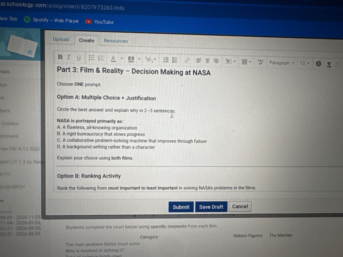 part 3: film & reality – decision making at nasa choose one prompt: opt…