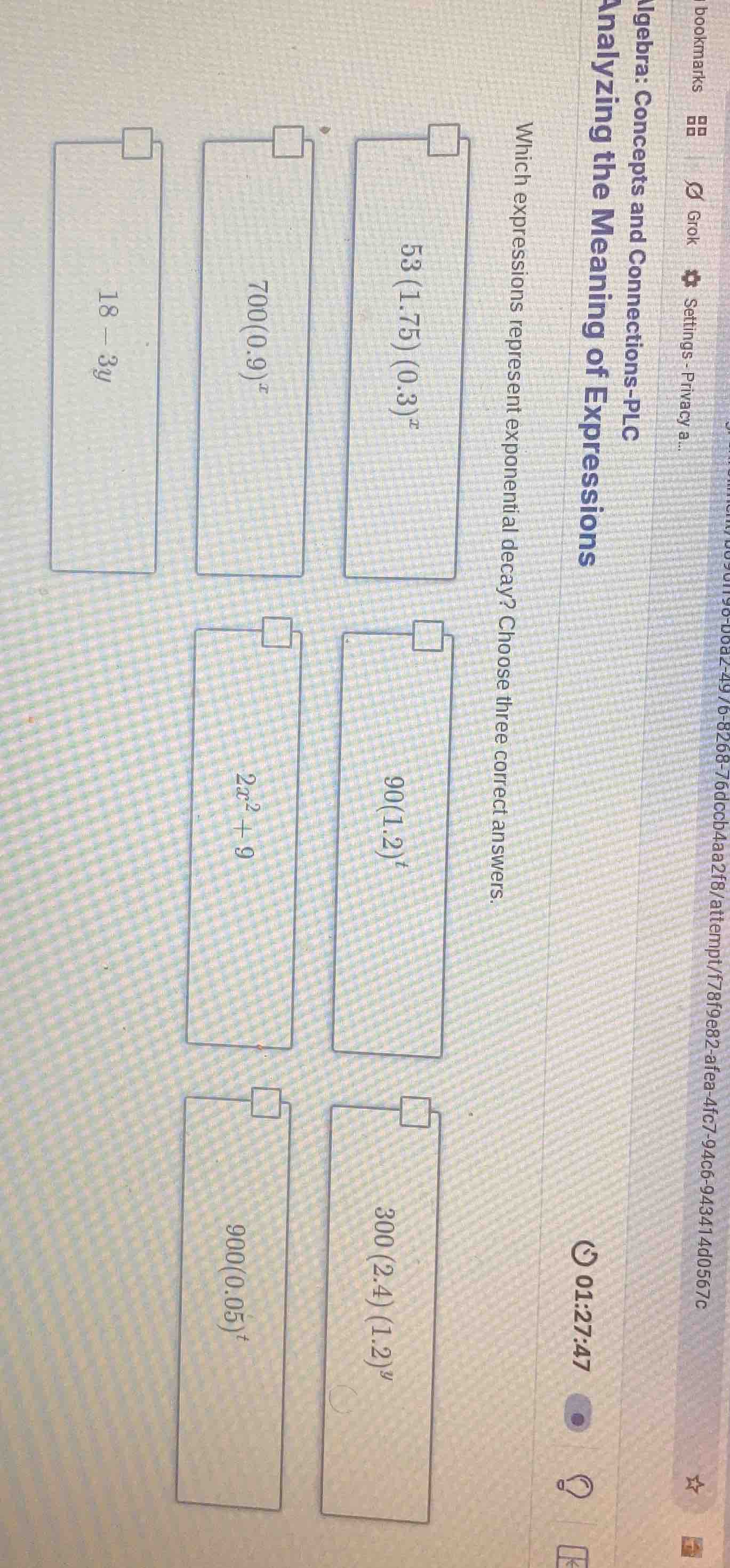 algebra: concepts and connections - plc analyzing the meaning of expres…