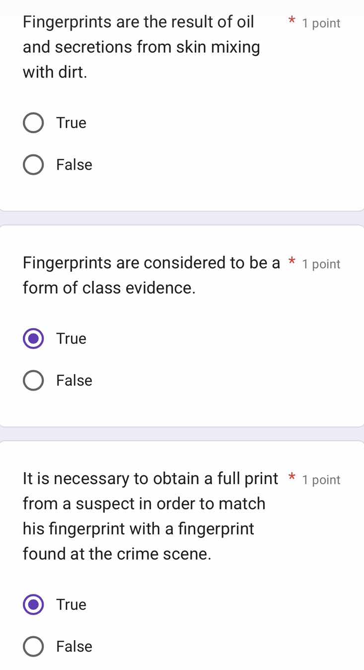 fingerprints are the result of oil and secretions from skin mixing with…