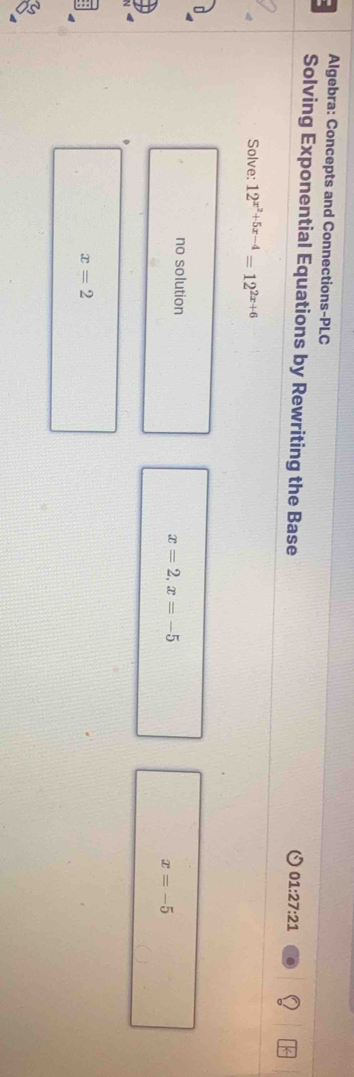 algebra: concepts and connections - plc solving exponential equations b…