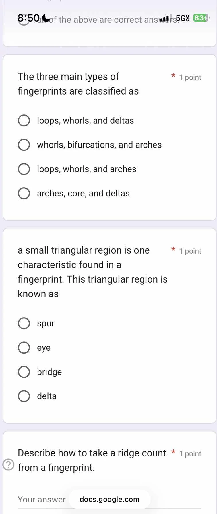 the three main types of fingerprints are classified as loops, whorls, a…