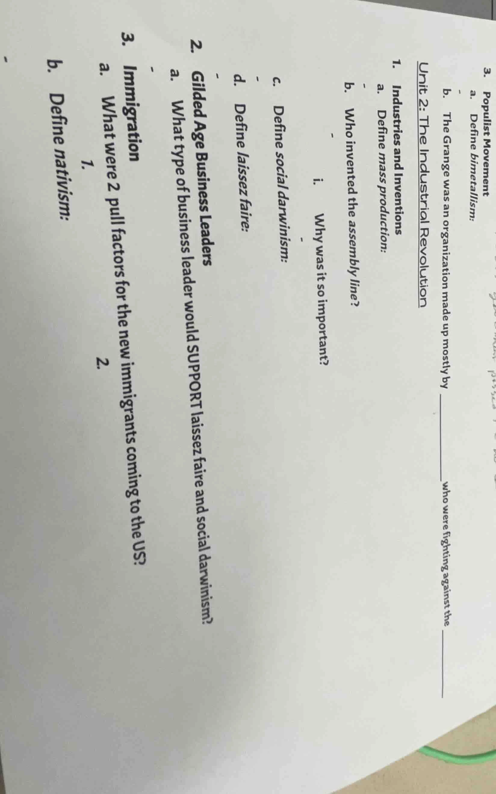 3. populist movement a. define bimetallism: b. the grange was an organi…