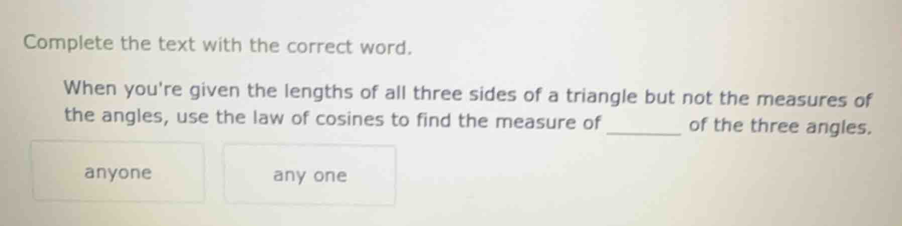 complete the text with the correct word. when youre given the lengths o…