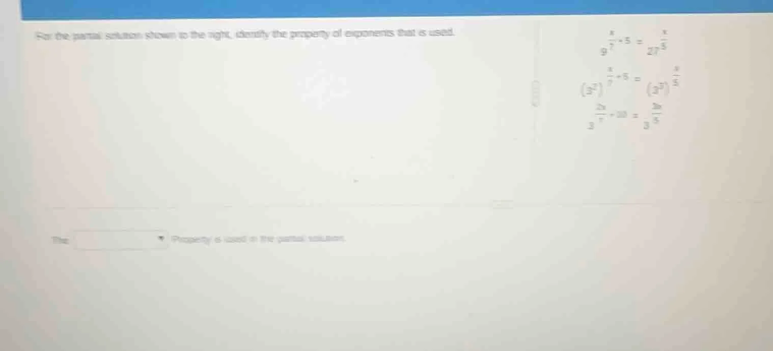 for the partial solution shown to the right, identify the property of e…