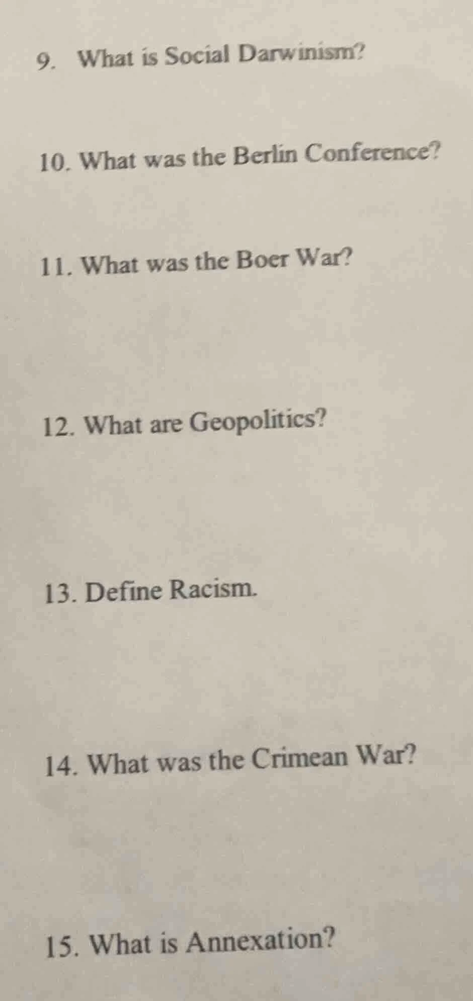 9. what is social darwinism? 10. what was the berlin conference? 11. wh…