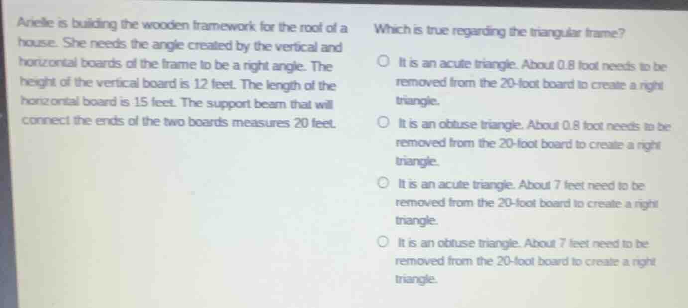 arielle is building the wooden framework for the roof of a house. she n…