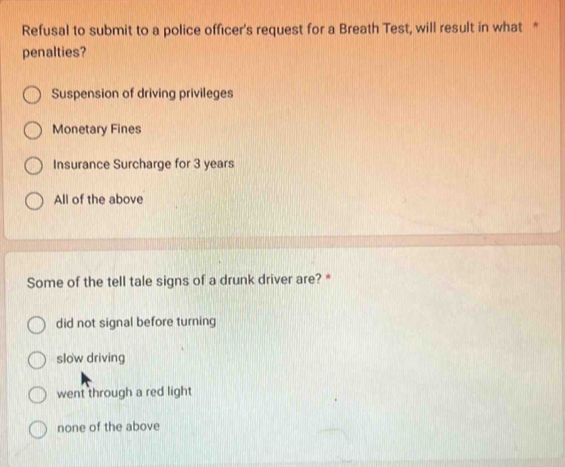 refusal to submit to a police officer’s request for a breath test, will…