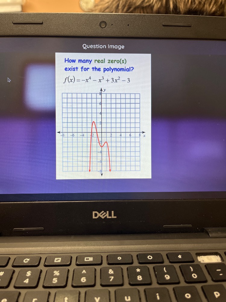how many real zero(s) exist for the polynomial? f(x)=-x⁴ -x³ + 3x² - 3