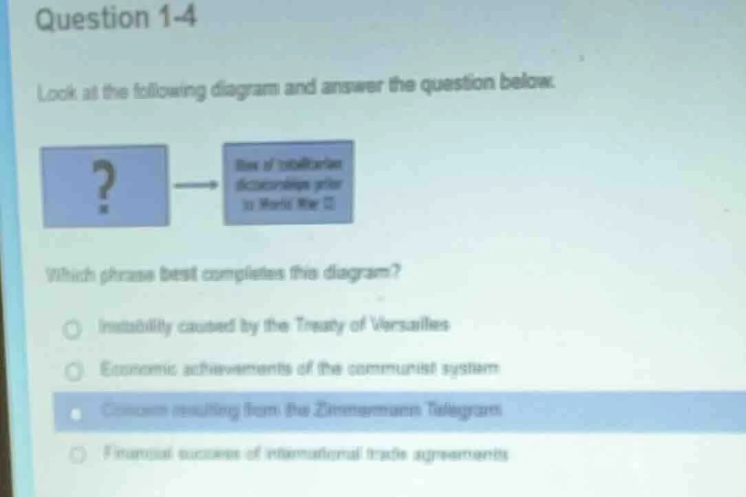 question 1-4 look at the following diagram and answer the question belo…