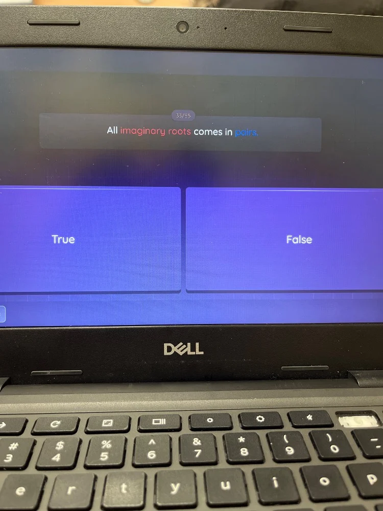 38/55 all imaginary roots comes in pairs. true false