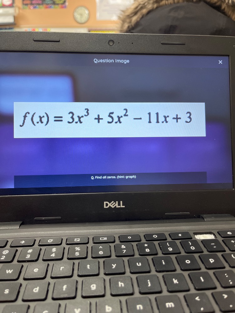 f(x) = 3x³ + 5x² - 11x + 3; q. find all zeros. (hint: graph)