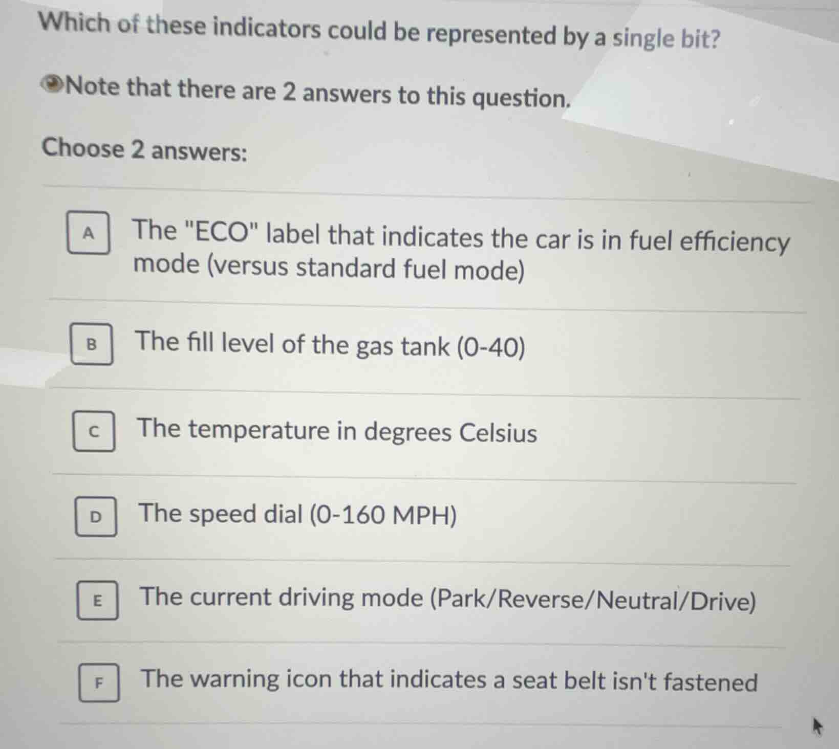 which of these indicators could be represented by a single bit? note th…