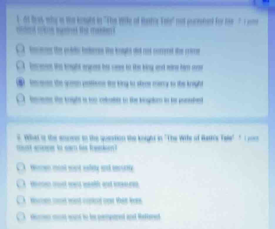 1. at last, why is the knight in the wife of baths tale not punished fo…
