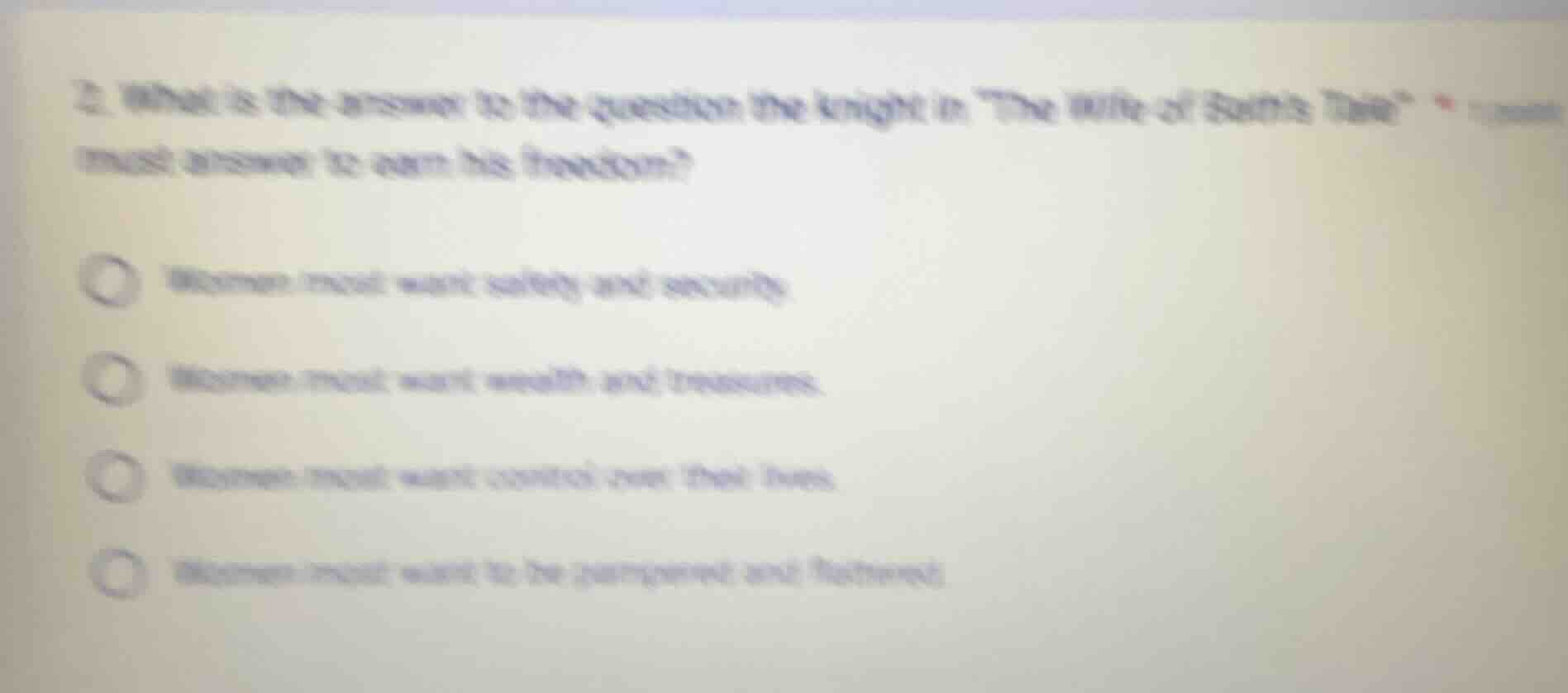 2. what is the answer to the question the knight in \the wife of baths …