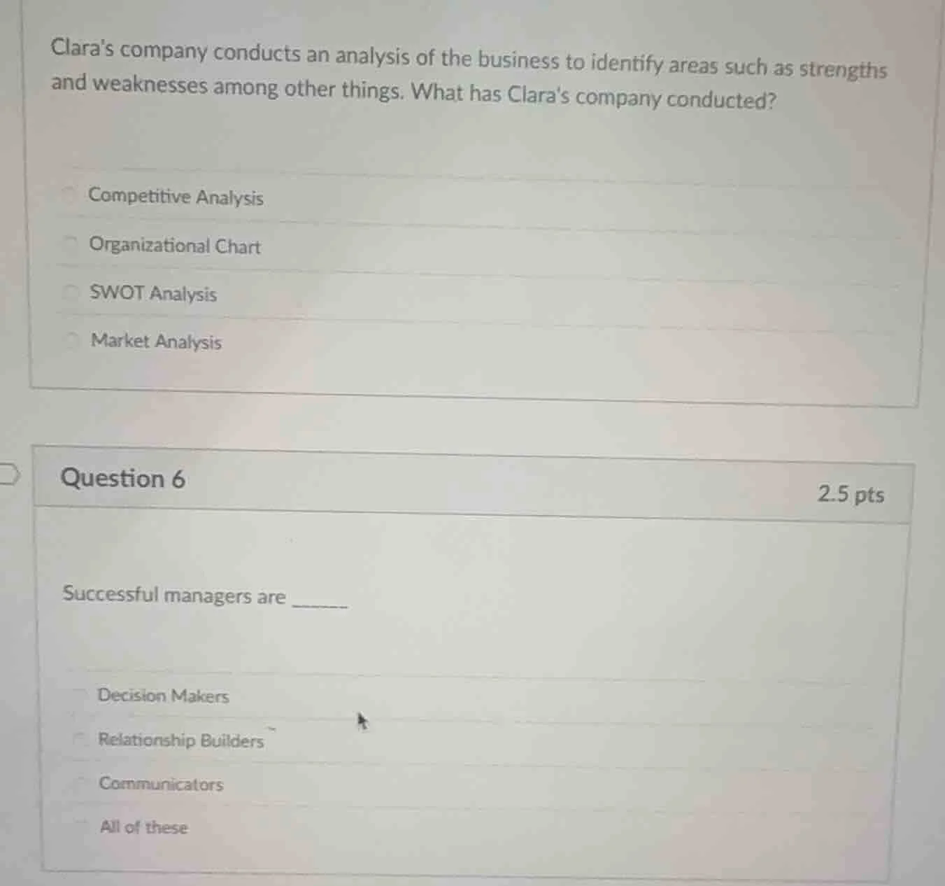claras company conducts an analysis of the business to identify areas s…