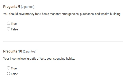 pregunta 9 (2 puntos) you should save money for 3 basic reasons: emerge…