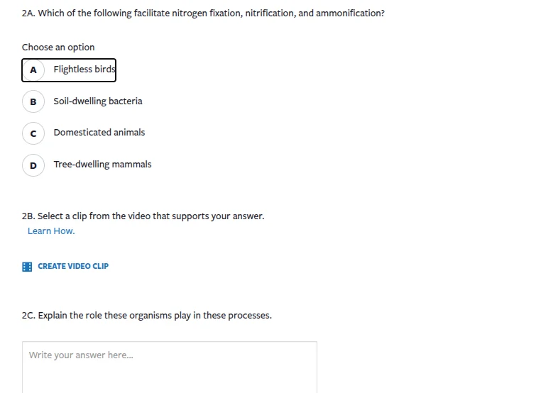 2a. which of the following facilitate nitrogen fixation, nitrification,…