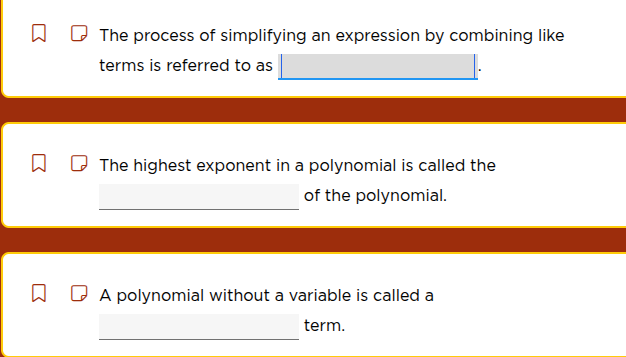 the process of simplifying an expression by combining like terms is ref…