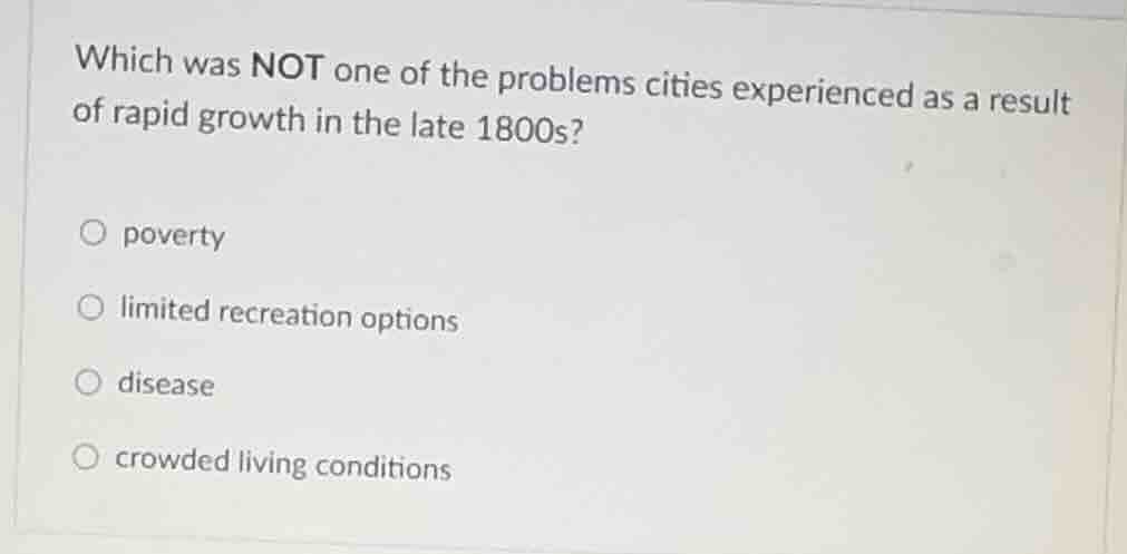 which was not one of the problems cities experienced as a result of rap…
