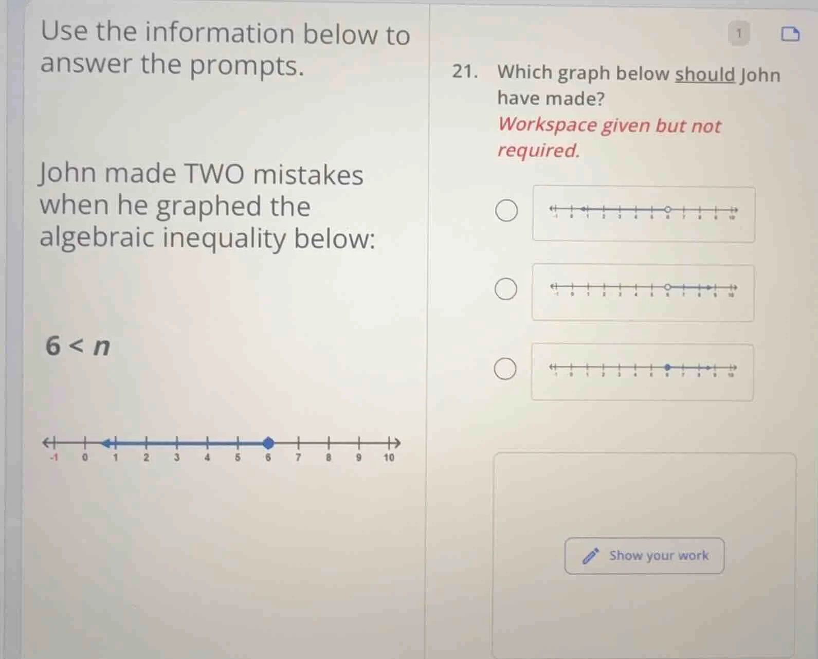 use the information below to answer the prompts. john made two mistakes…
