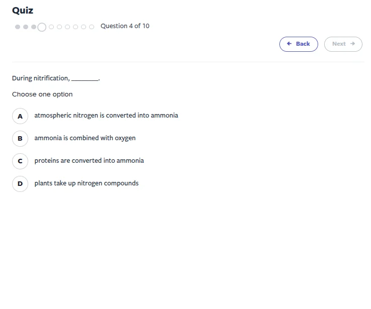 quiz question 4 of 10 during nitrification, ______. choose one option a…
