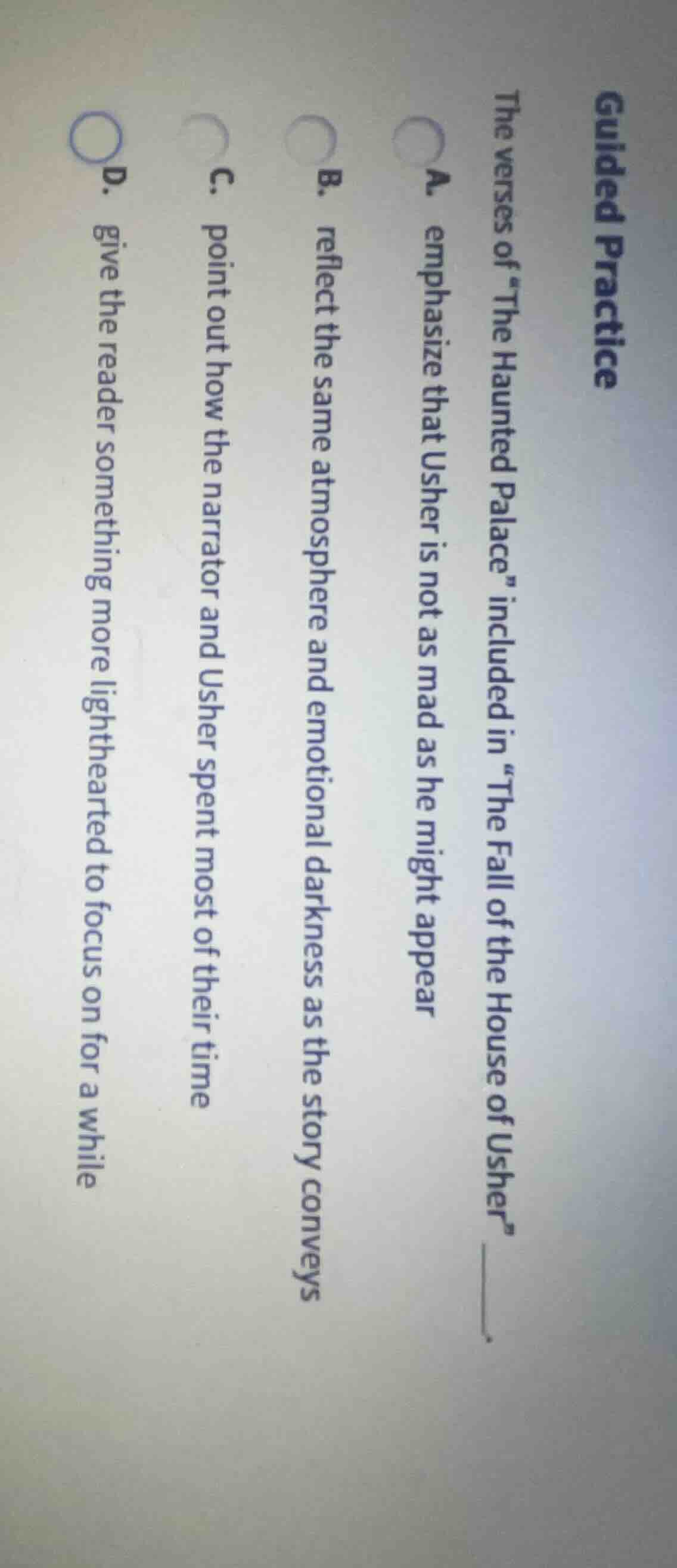 guided practice the verses of \the haunted palace\ included in \the fal…