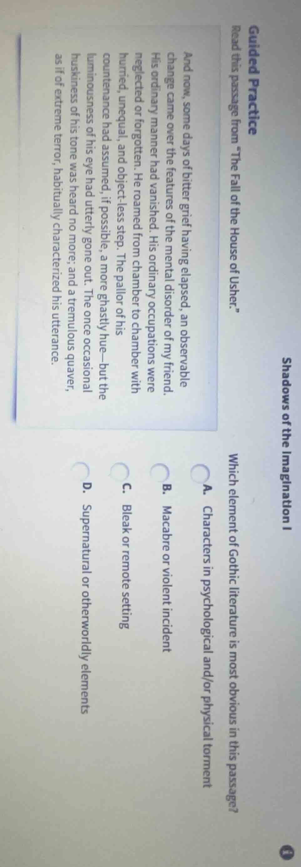 guided practice read this passage from “the fall of the house of usher.…